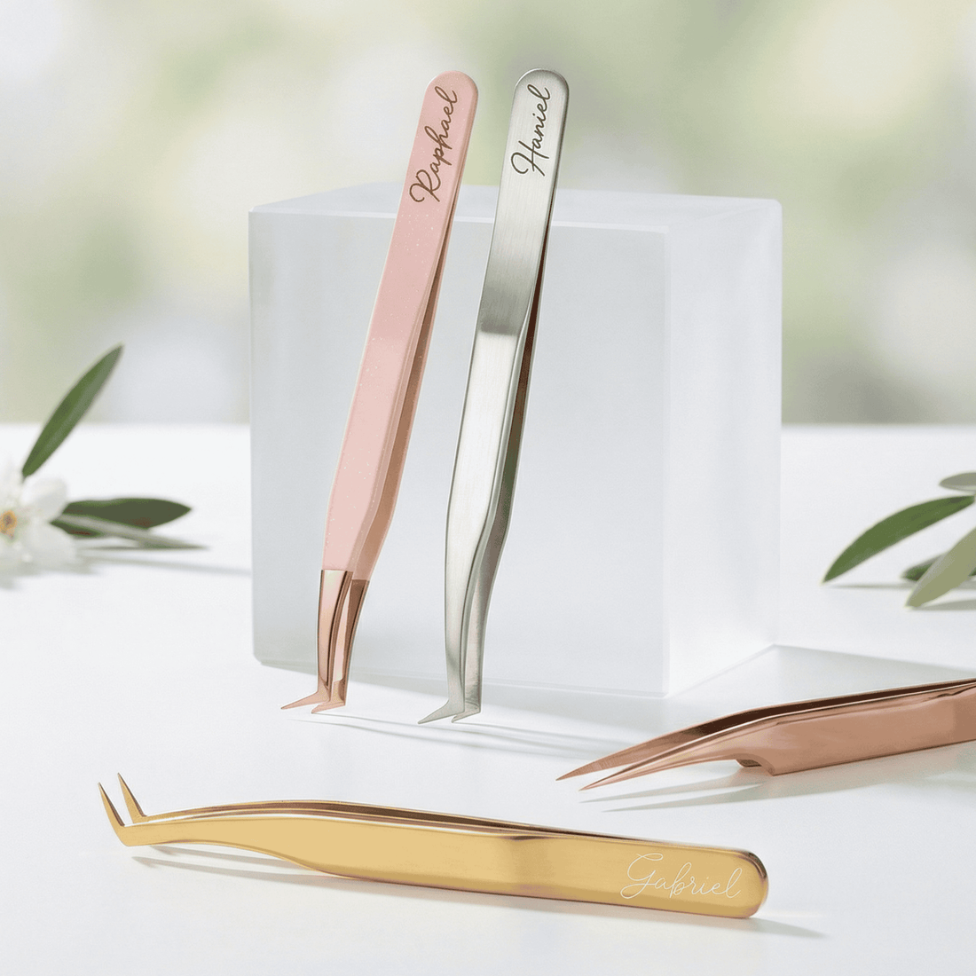 EngelsWimpern Präzisionspinzetten für Wimpernverlängerung in Gold, Rosé und Silber für Volumen- und Classic-Technik