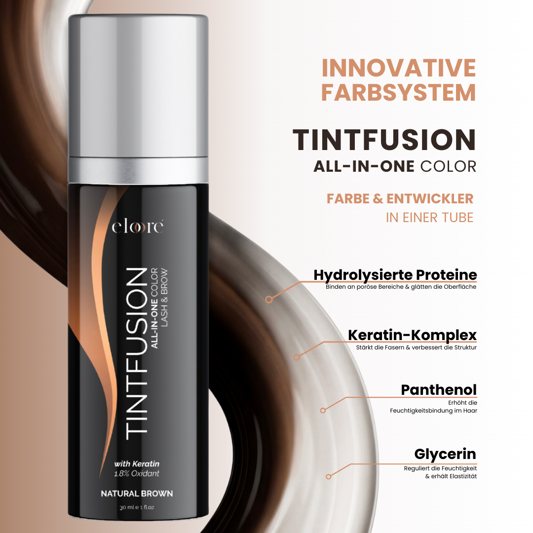 Augenbrauen- & Wimpernfarbe Natural Brown– TINTFUSION All-in-One mit Keratin | eloore®