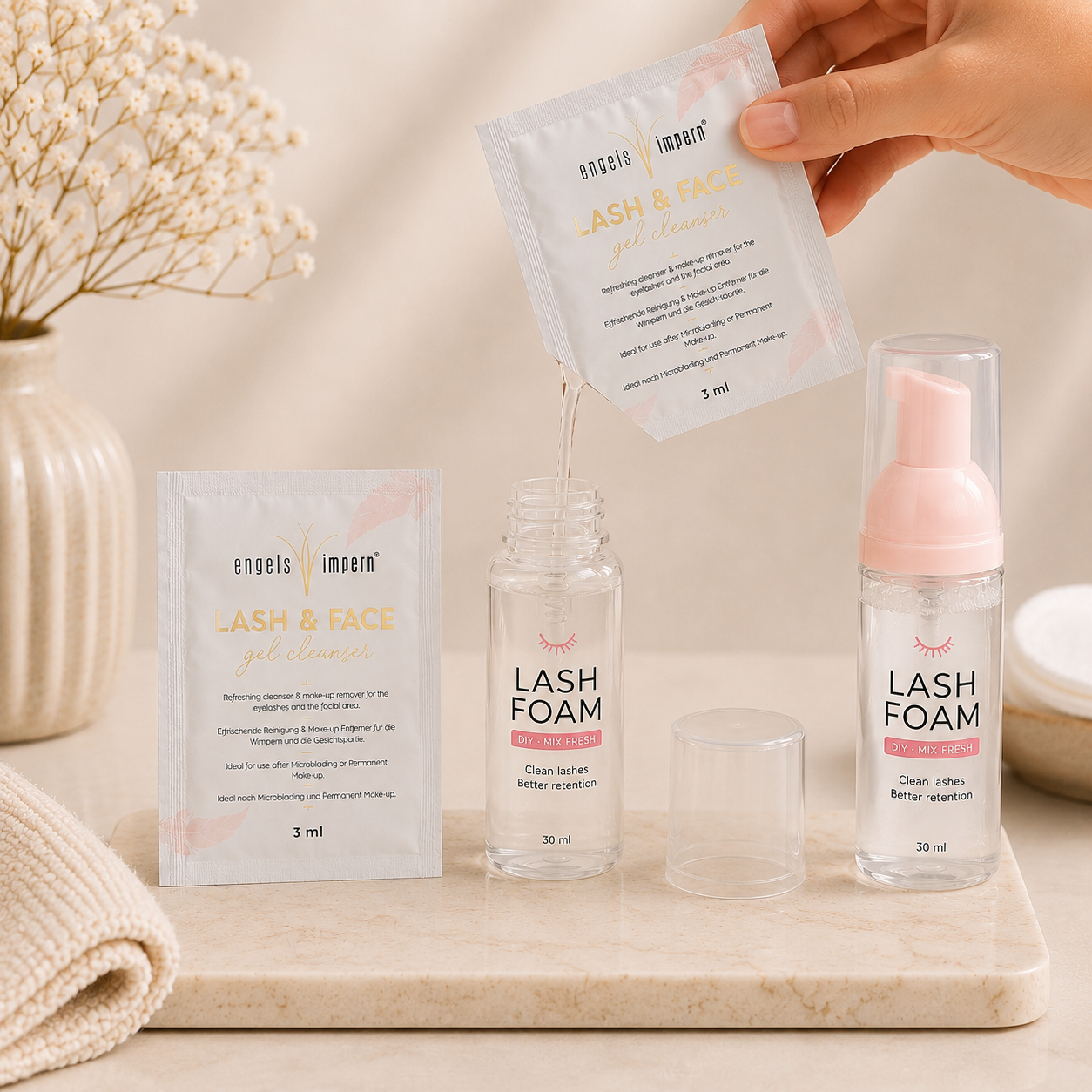 Wimpernshampoo Sachet 3 ml – Lash & Face Cleanser für Wimpernextensions | 1 Stück | EngelsWimpern®