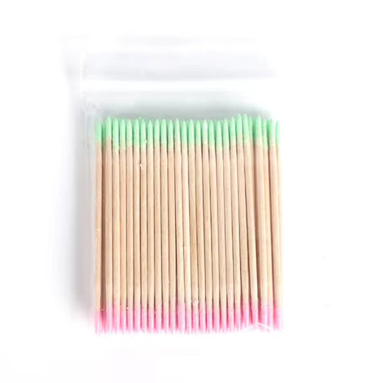 Doppelseitige Bambus-Kosmetikstäbchen – 100 Stück