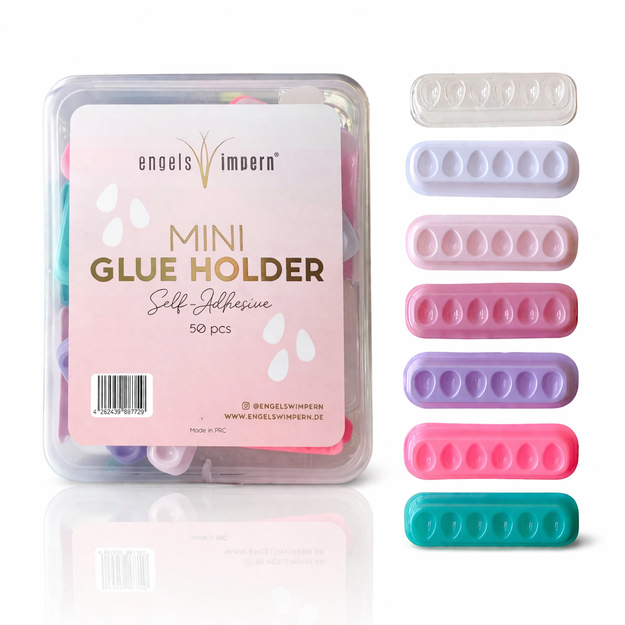 Glue Holder „6er-Tropfenfach“ – selbstklebende Kleberpaletten (50 Stück, Multicolor)