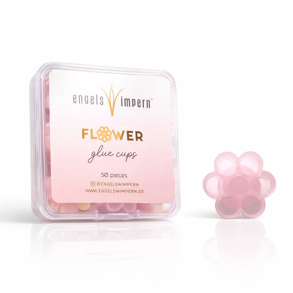 Glue Holder „Flower 7er-Tropfenfach“ – selbstklebende Kleberpaletten (50 Stück, Rosa)