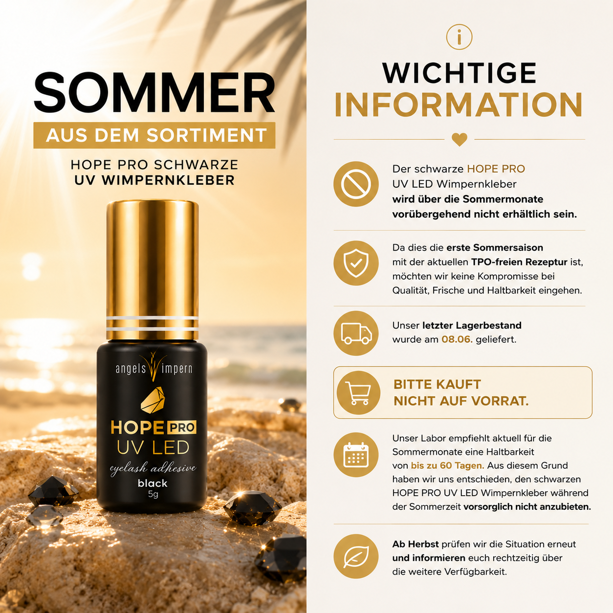 HOPE PRO UV LED Wimpernkleber 5 g – schwarz – 0,3-0,5 Sek (TPO-frei)