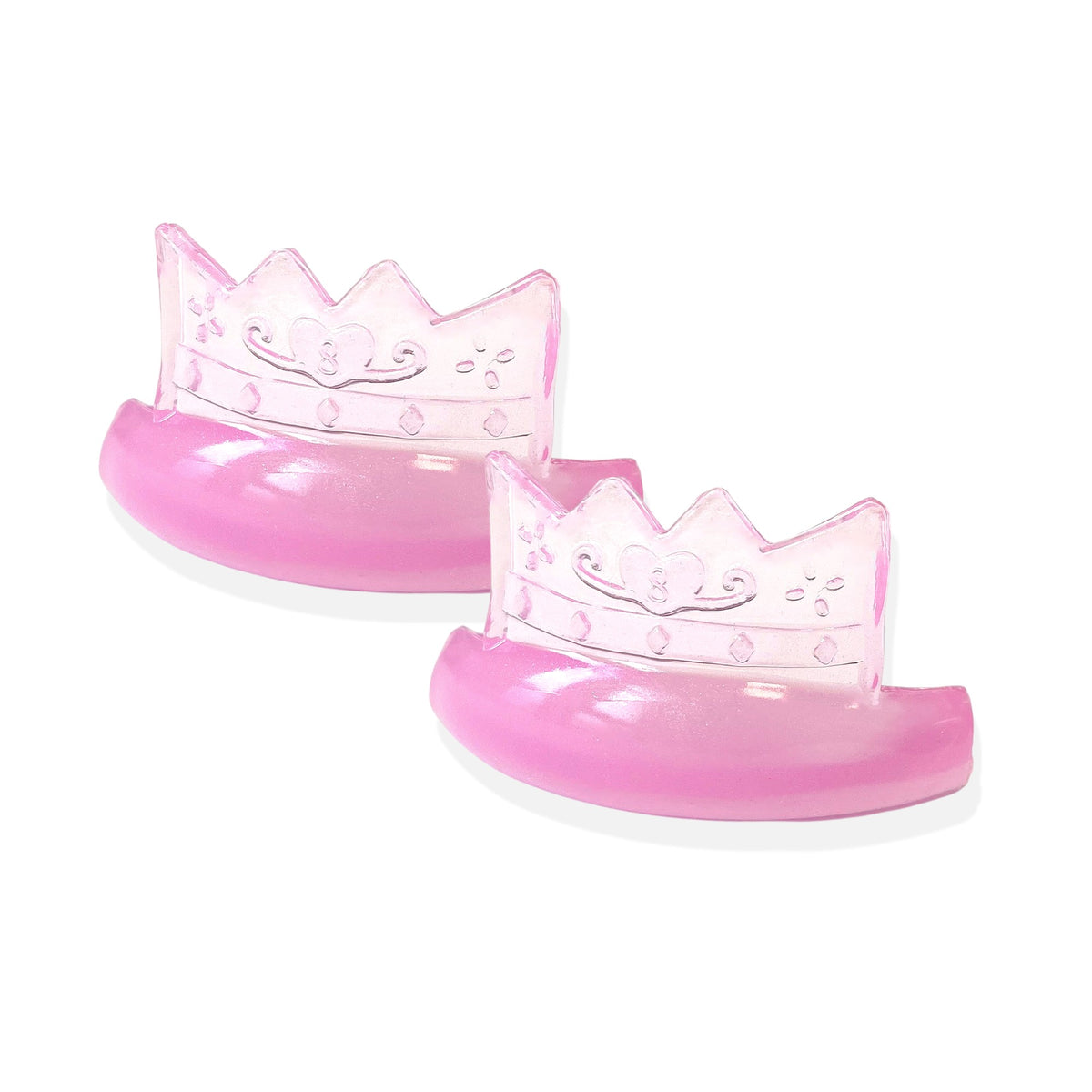 Zwei pinke Queen LC Down-Drop Silikonpads aus extraweichem selbsthaftendem Jelly-Silikon