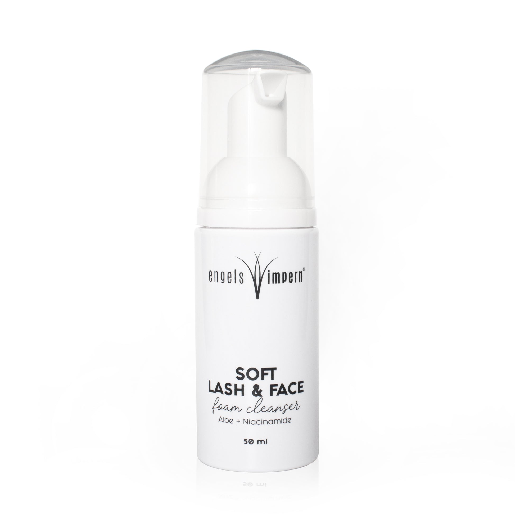 Wimpernshampoo EngelsWimpern Soft Lash & Face Foam Cleanser – 50 ml mit Aloe Vera und Niacinamid, ideal für Wimpernverlängerungen.