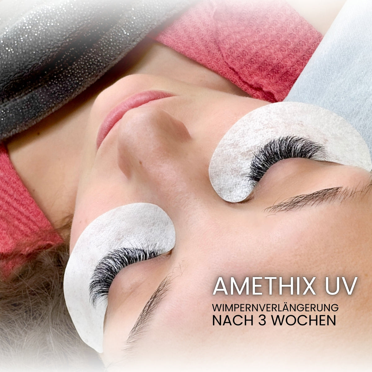 Haltbarkeit der Wimpernverlängerung nach 3 Wochen mit AMETHIX UV LED Wimpernkleber