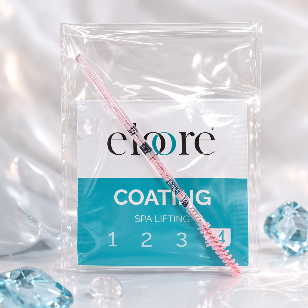 eloore COATING Pflegeset Sachet mit Wimpernbürste – Mini Pflege nach Lash und Brow Lifting