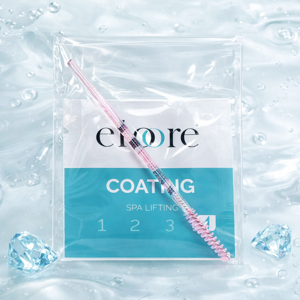 eloore COATING Pflegeset Sachet mit Wimpernbürste – Mini Pflege nach Lash und Brow Lifting