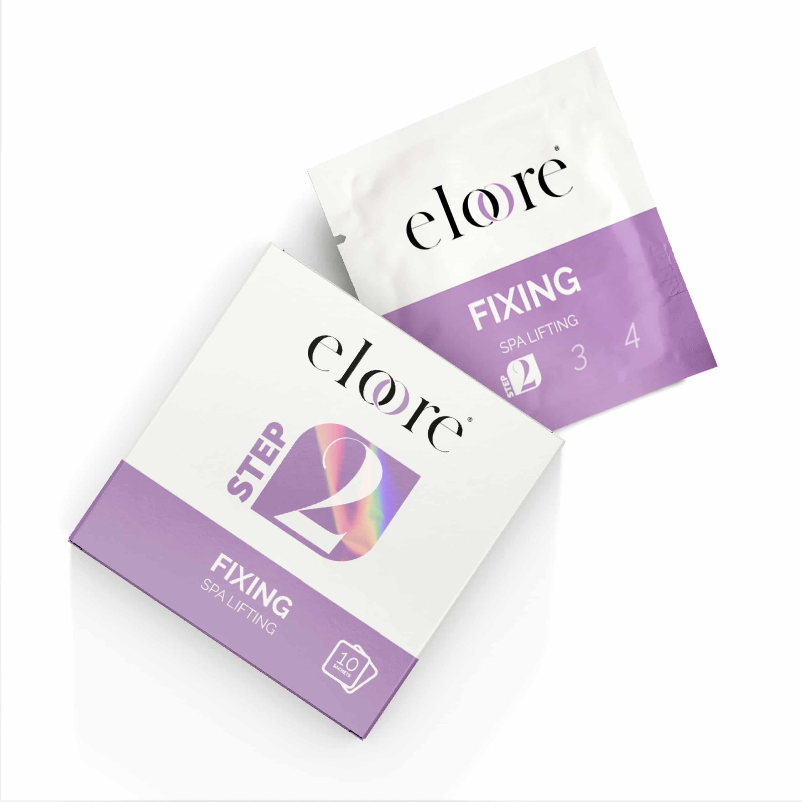 eloore® Fixing Lotion Step 2 - Einzelnes Sachet und Box - Cysteamine Lash & Brow Lifting