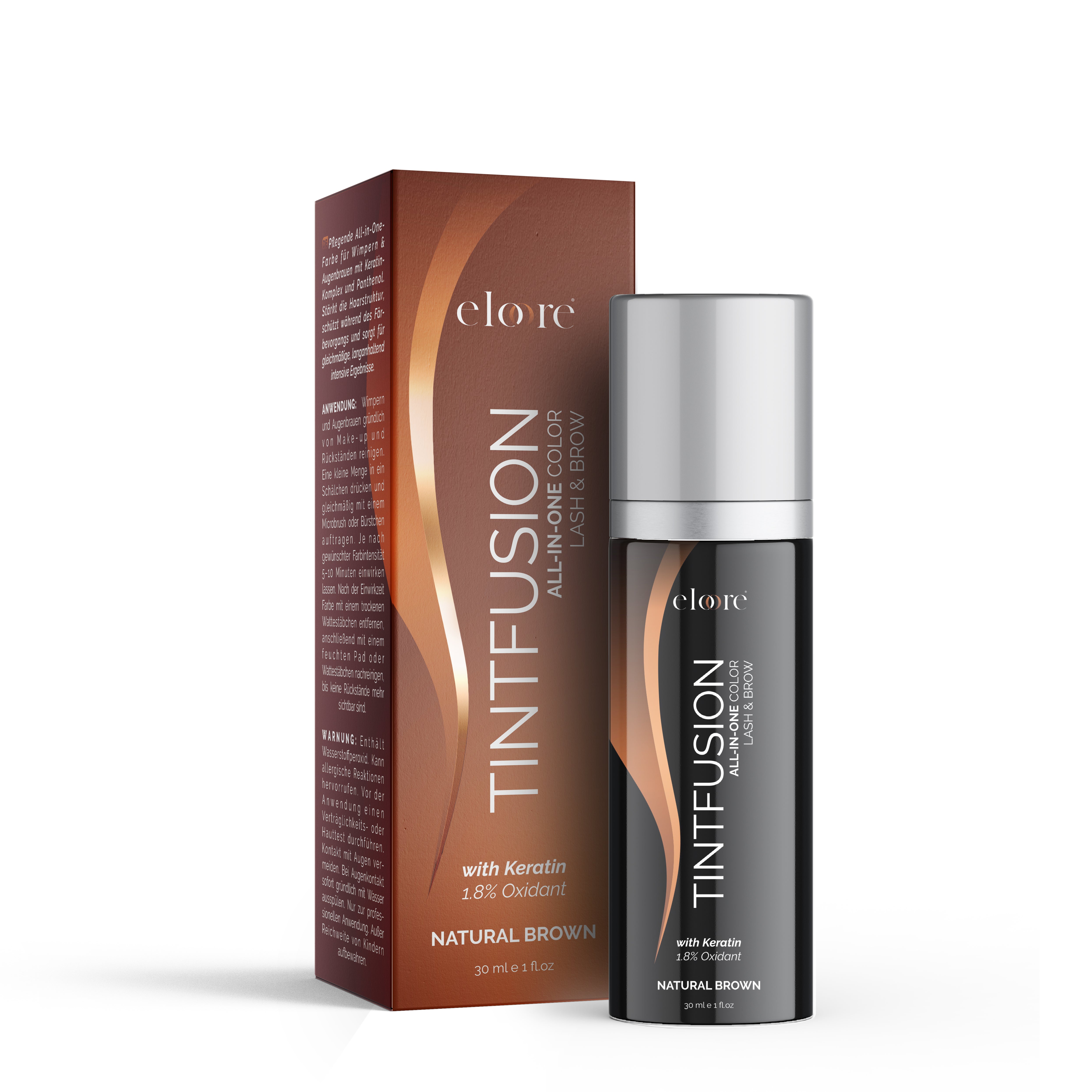 Augenbrauen- & Wimpernfarbe Natural Brown– TINTFUSION All-in-One mit Keratin | eloore®