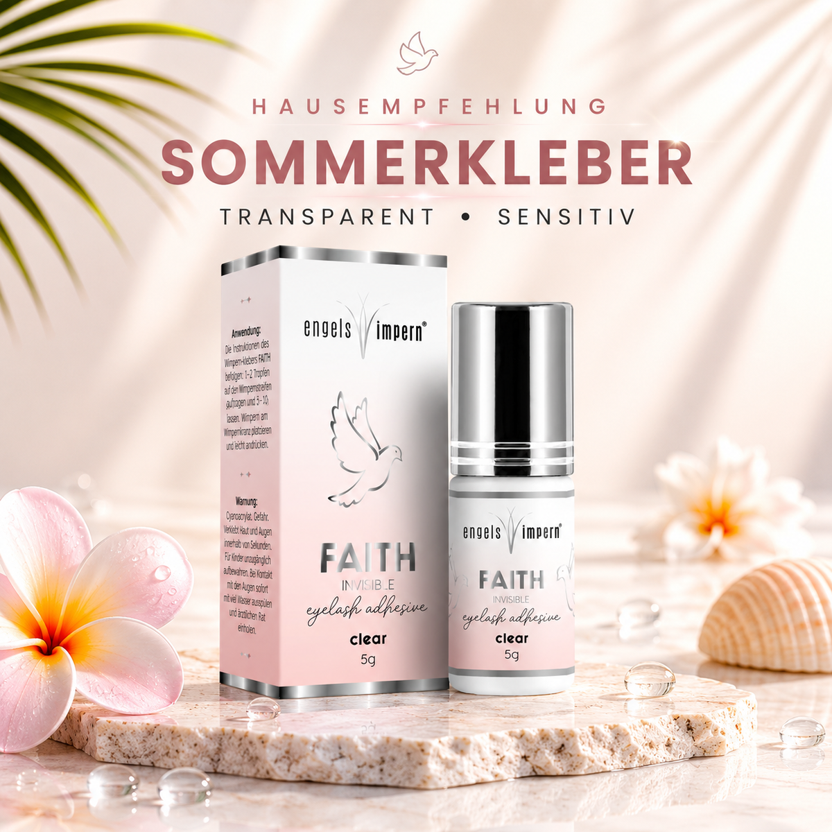FAITH INVISIBLE transparenter Wimpernkleber für warme und feuchte Arbeitsbedingungen