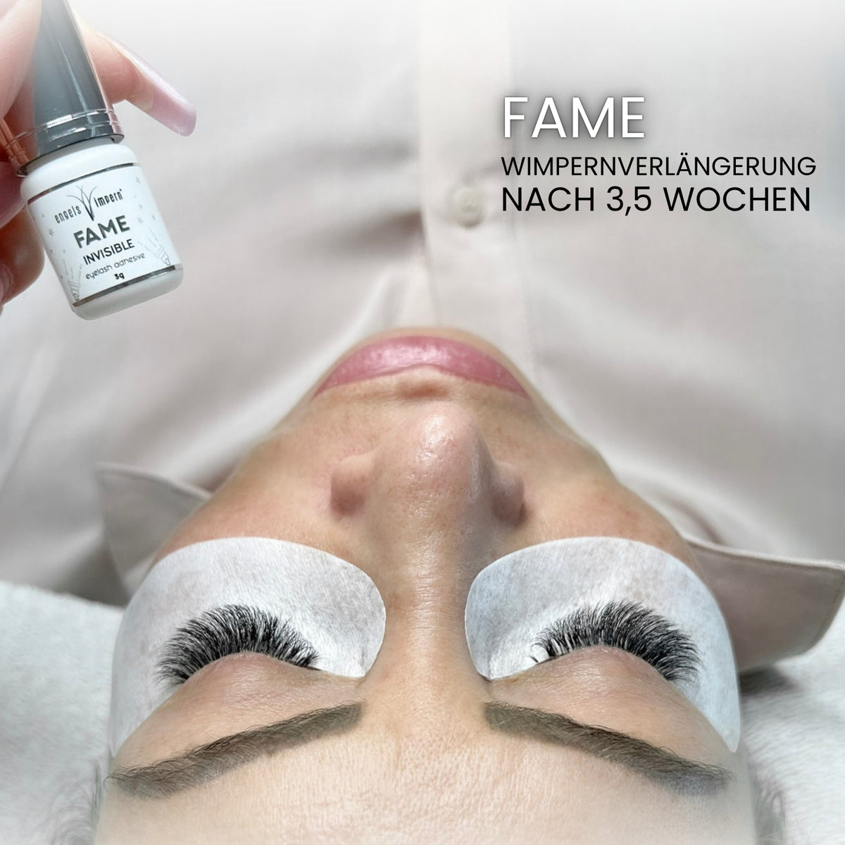 Haltbarkeit von FAME INVISIBLE Wimpernkleber – Wimpernverlängerung nach 3,5 Wochen