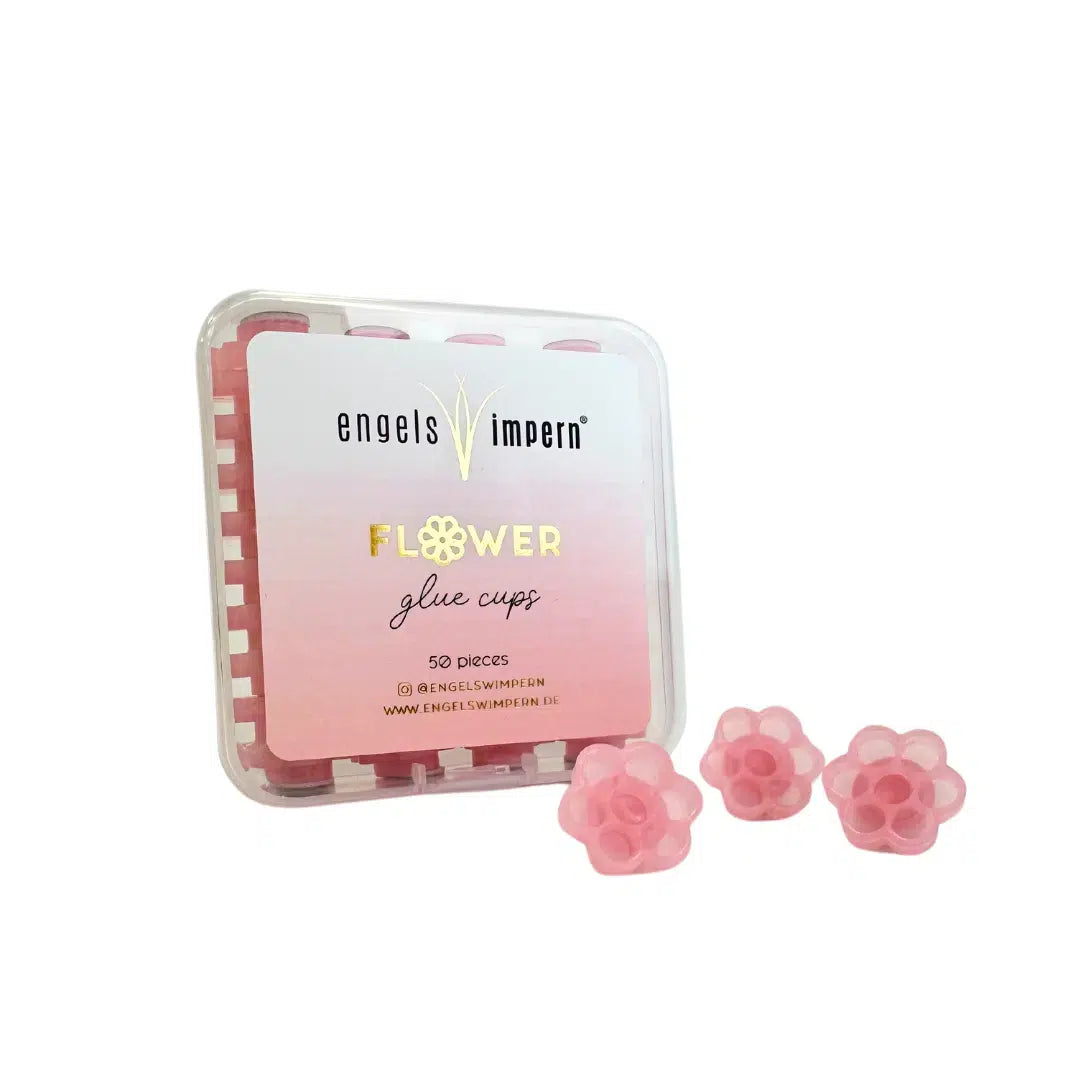 Glue Holder „Flower 7er-Tropfenfach“ – selbstklebende Kleberpaletten (50 Stück, Rosa)
