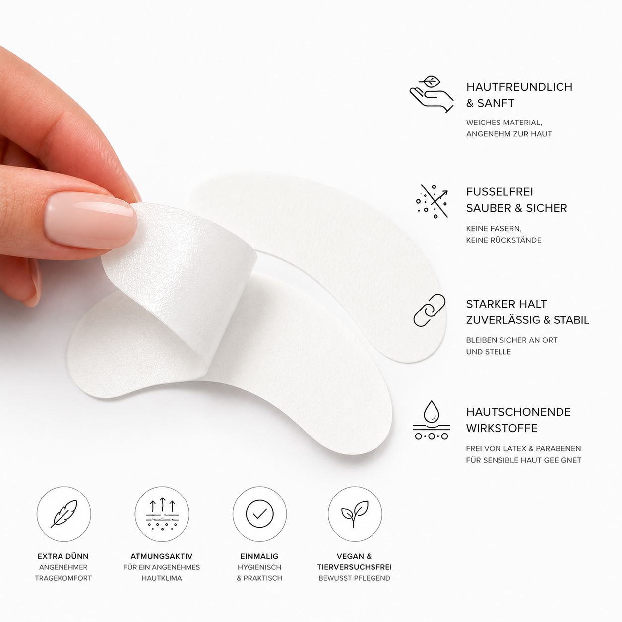 Hydrogel Augenpads mit hautfreundlichem Material, fusselfreier Oberfläche und starkem Halt für Wimpernverlängerung
