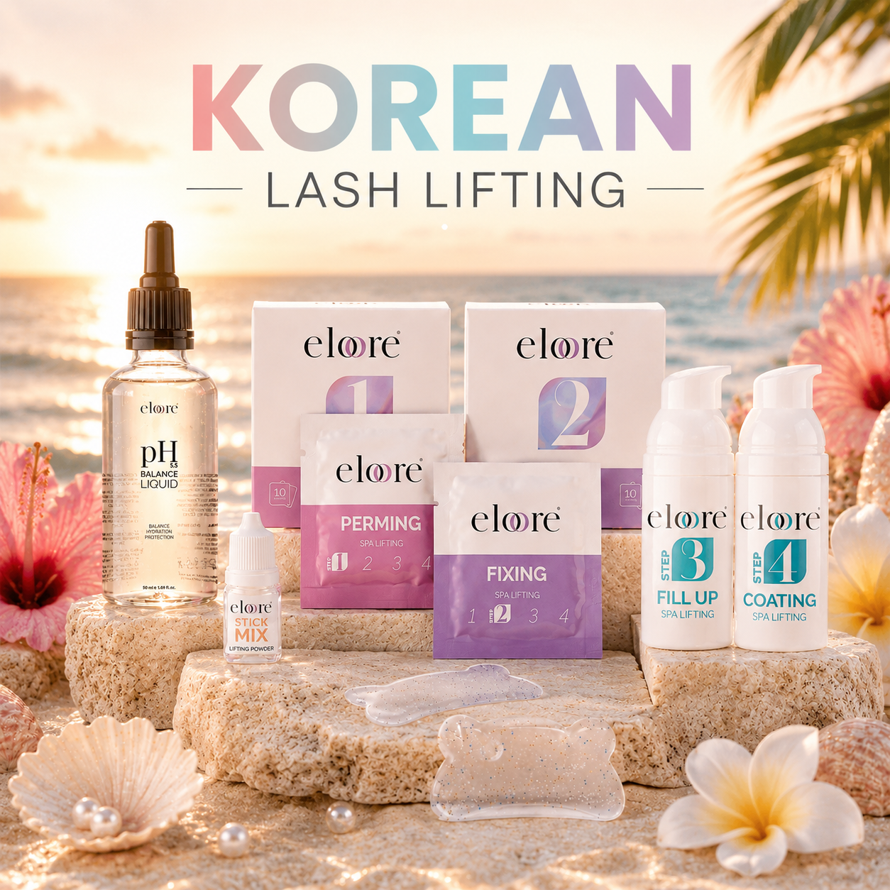 Korean Lash Lifting Produkte – eloore® Cysteamine Lotionen, Stick Mix Pulver und Silikonpads für professionelles Lash Lifting
