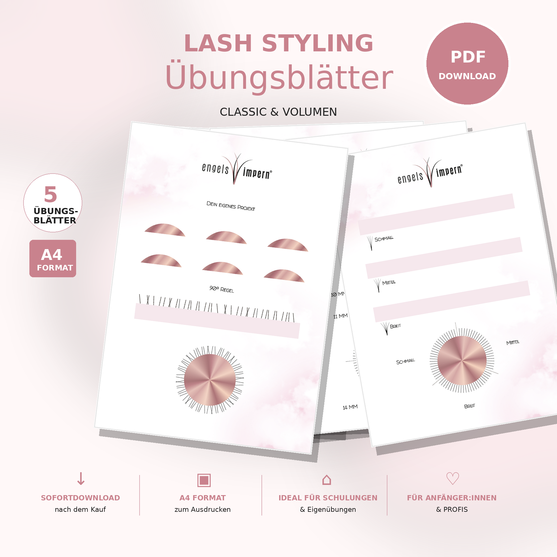 Lash Styling Übungsblätter | Classic & Volumen | PDF Download