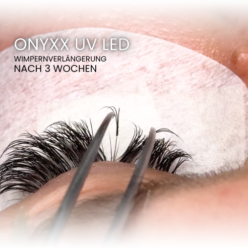 Wimpernverlängerung nach 3 Wochen mit ONYXX UV LED Wimpernkleber
