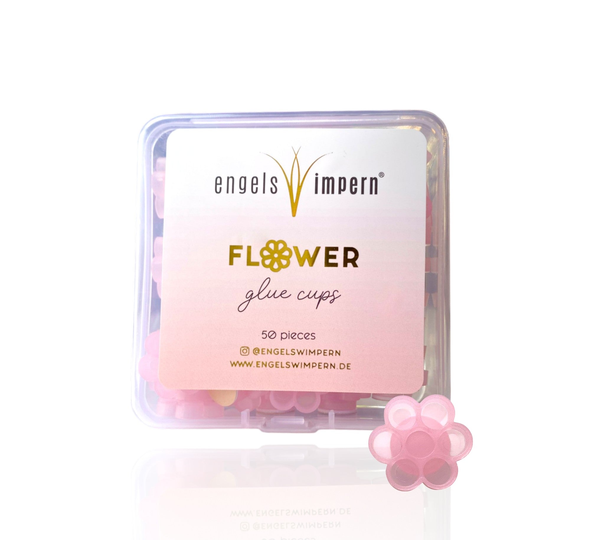 Glue Holder „Flower 7er-Tropfenfach“ – selbstklebende Kleberpaletten (50 Stück, Rosa)