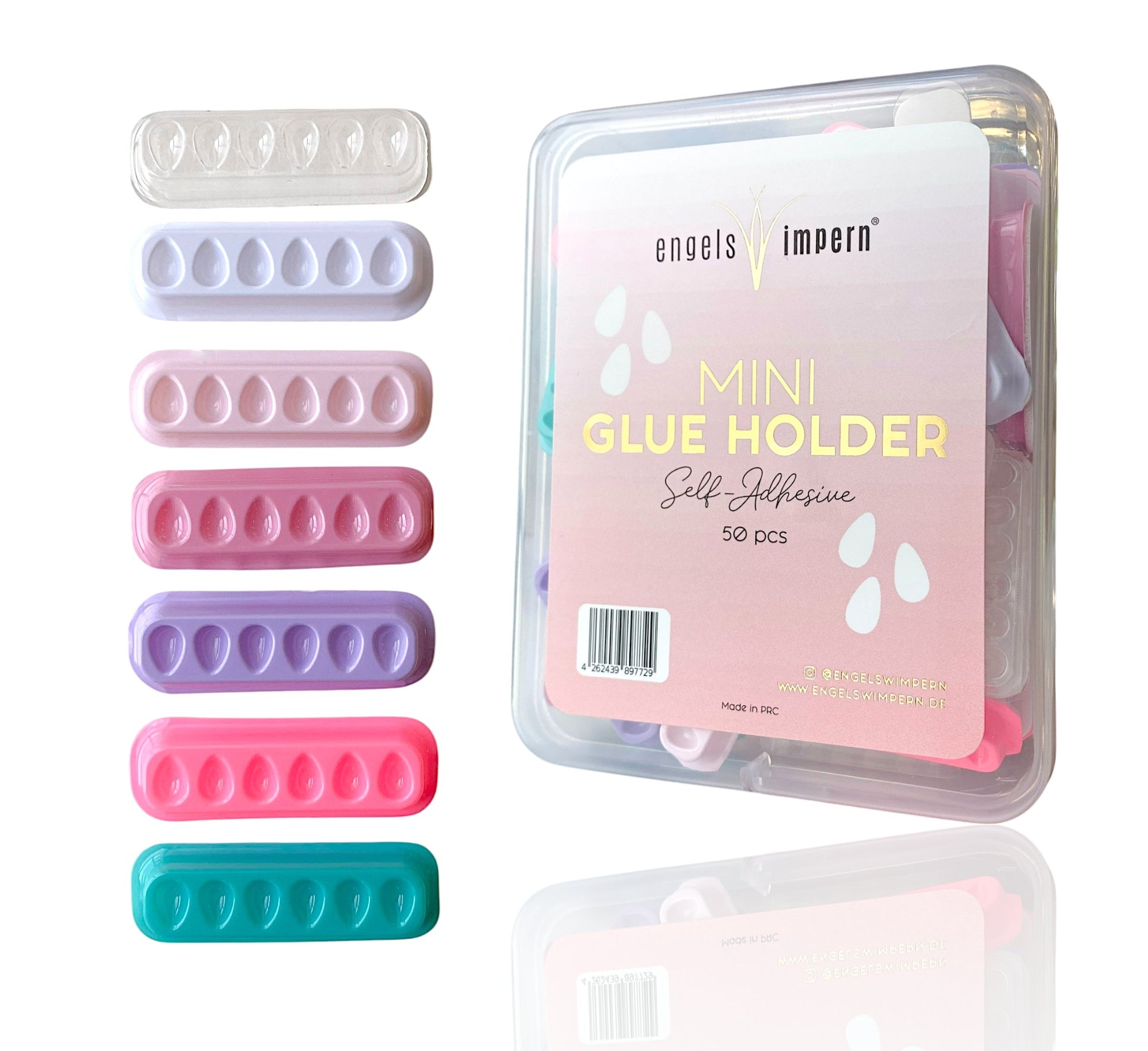 Glue Holder „6er-Tropfenfach“ – selbstklebende Kleberpaletten (50 Stück, Multicolor)