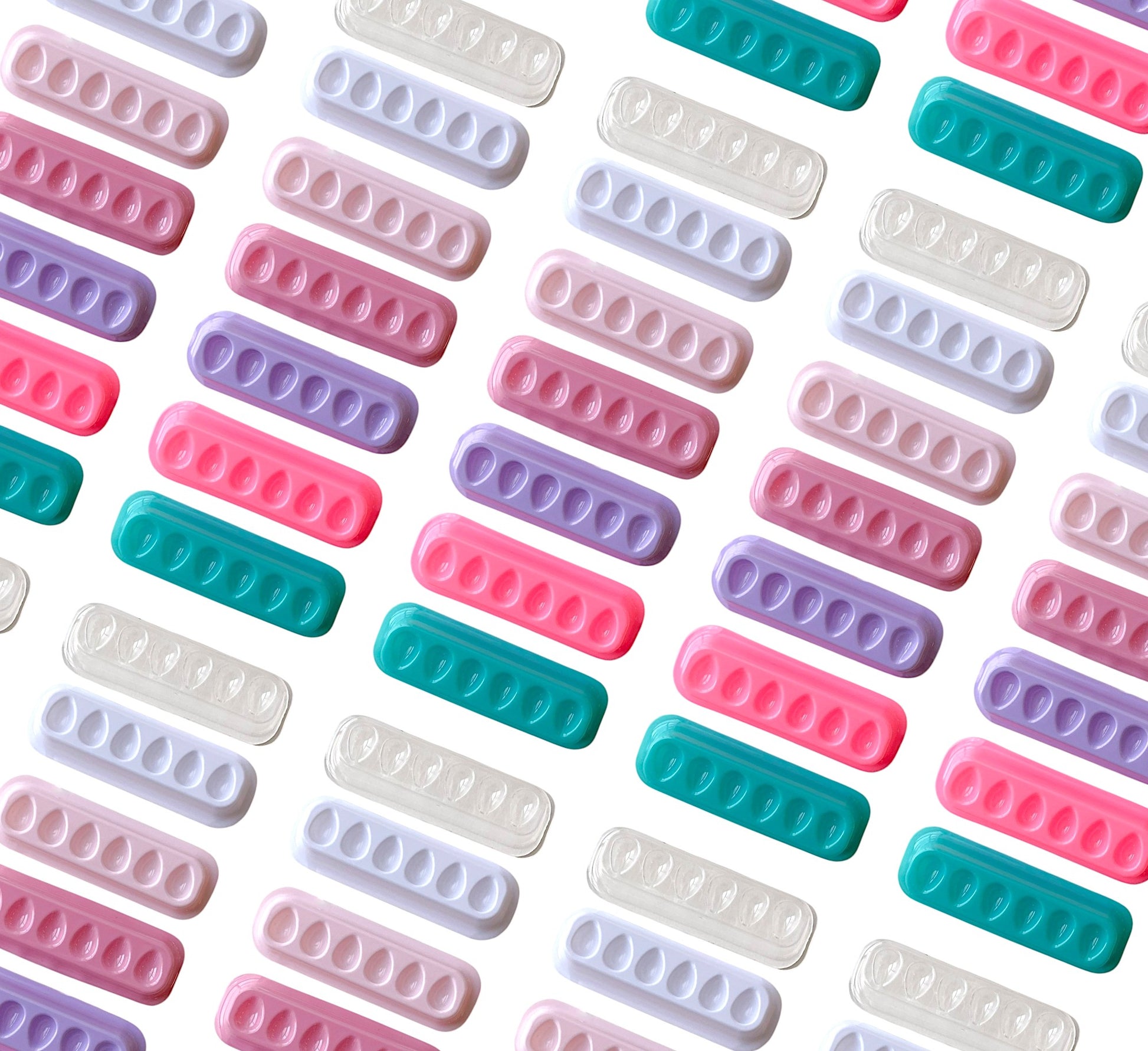 Glue Holder „6er-Tropfenfach“ – selbstklebende Kleberpaletten (50 Stück, Multicolor)