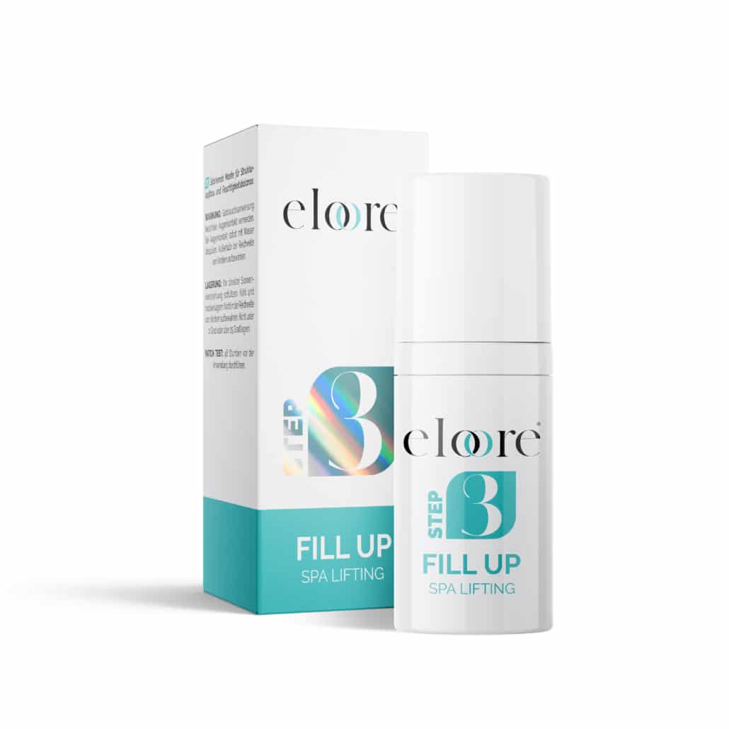 eloore® FILL UP Step 3 Cream Lotion im Cysteamine Lifting System mit minimalistischem Design und cyan-grünen Details