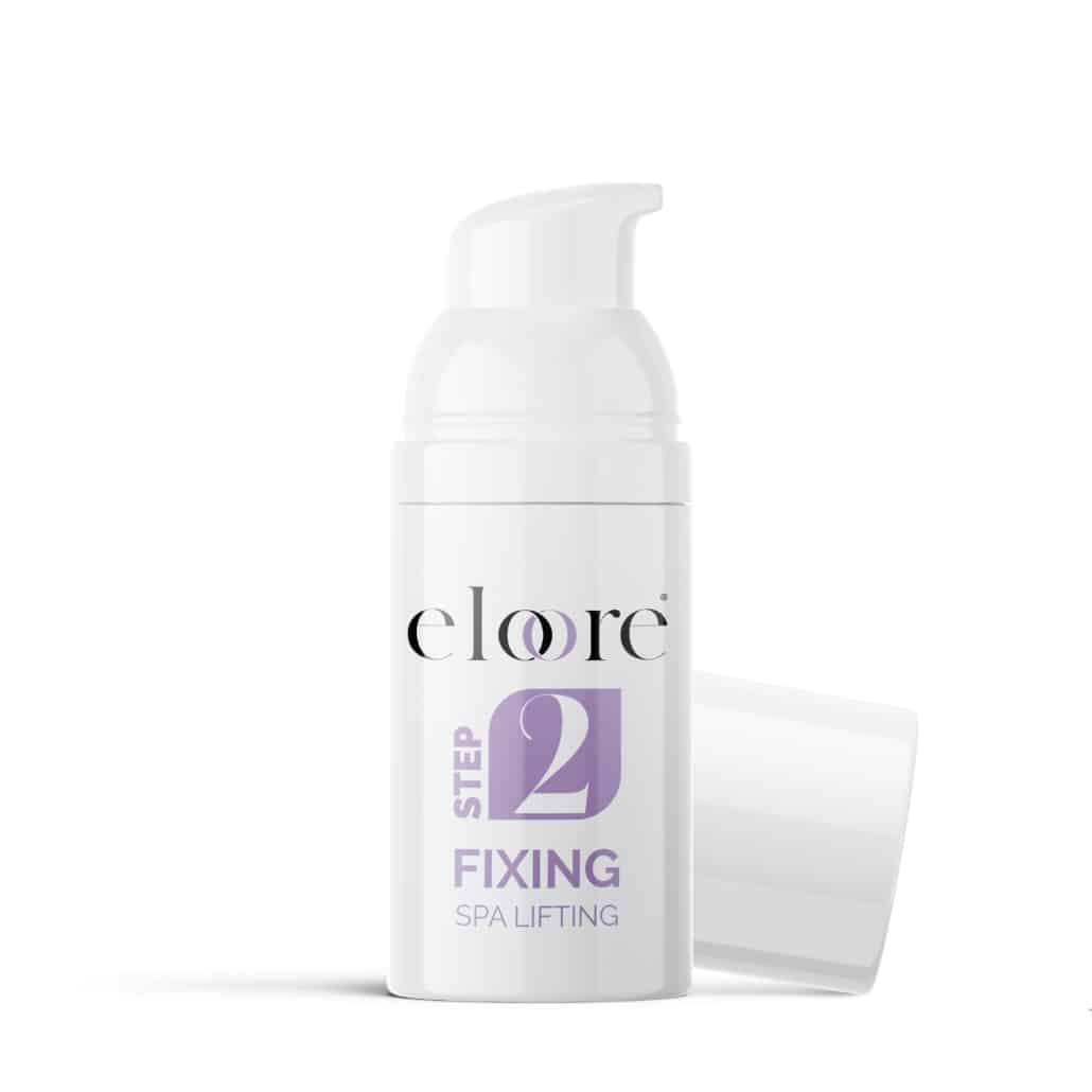 Eloore® 10ml Fixing Lotion für Lash & Brow Lifting, Step 2 mit Hydrogen Peroxide, lila Noten kennzeichnen den Schritt.